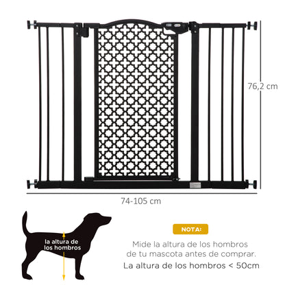Pawhut Barrera De Seguridad De Perros Puertas Escaleras 74-105 Cm 2 Extensiones_2