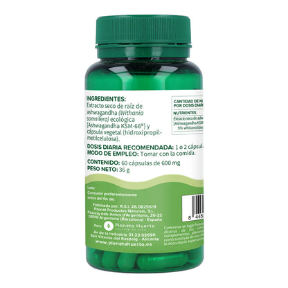 Embalagem de 2 cápsulas Ashwagandha KSM-66 Orchard Planet 60 cápsulas