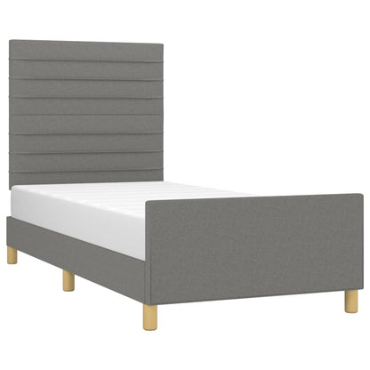 Estructura De Cama Con Cabecero De Tela Gris Oscuro 90x200 Cm / Vetonek_2