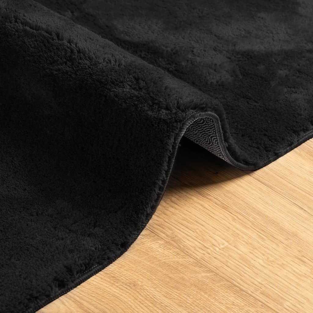 Alfombra De Pelo Corto Suave Lavable Huarte Negro 200x280 Cm / Vetonek_4
