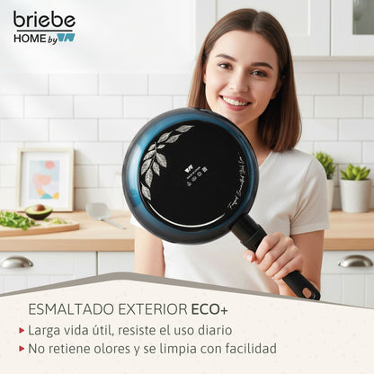 Briebe Sartén Inducción Acero Forjado 20 Cm Antiadherente Sin Pfoa, Todas Cocinas, Fabricada En España, Mare, Azul_4
