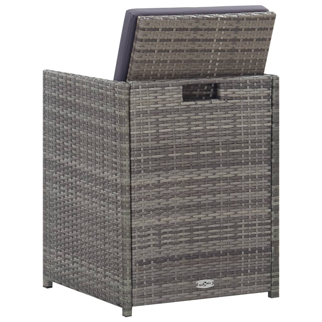 Vidaxl Set Comedor Jardín 9 Pzas Ratán Sintético Y Madera Acacia Gris_4