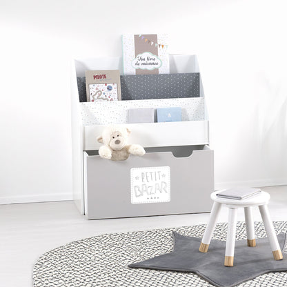 Wellhome Estantería Con Contenedor Y Ruedas Gris_3