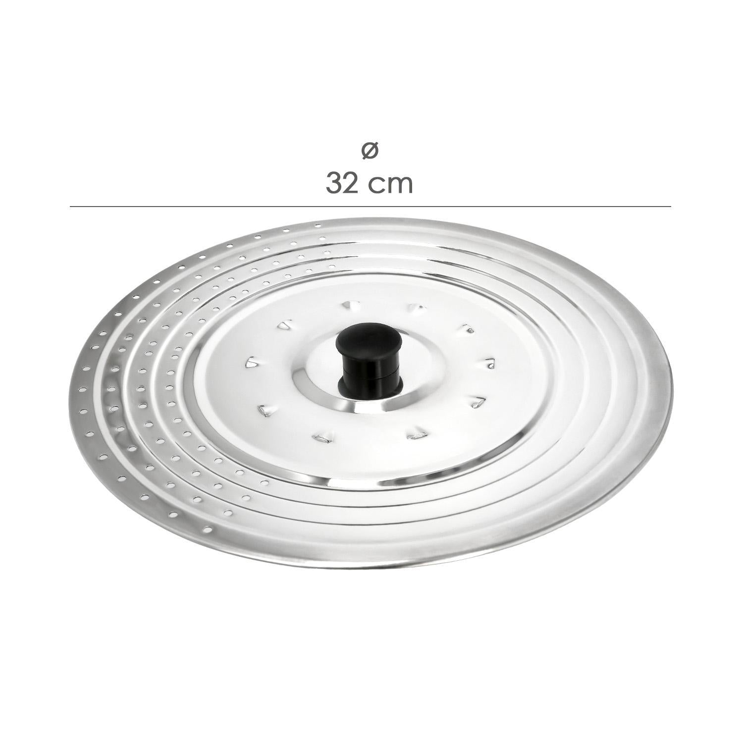 Tapadera Multiusos Acero Inoxidable Ø 32 Cm. Uso Tapa Anti Salpicaduras Y Escurridor. Tapadera Adpatable Diferentes Medidas