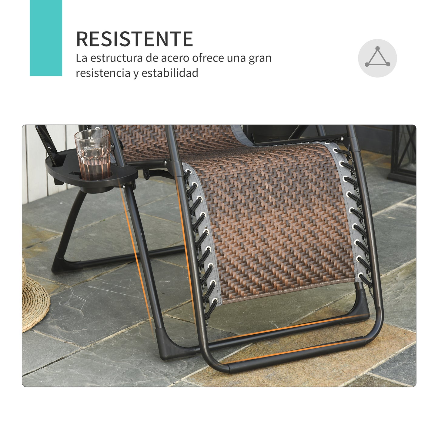 Outsunny Tumbona Plegable De Ratán Con Respaldo Ajustable Reposacabezas_5