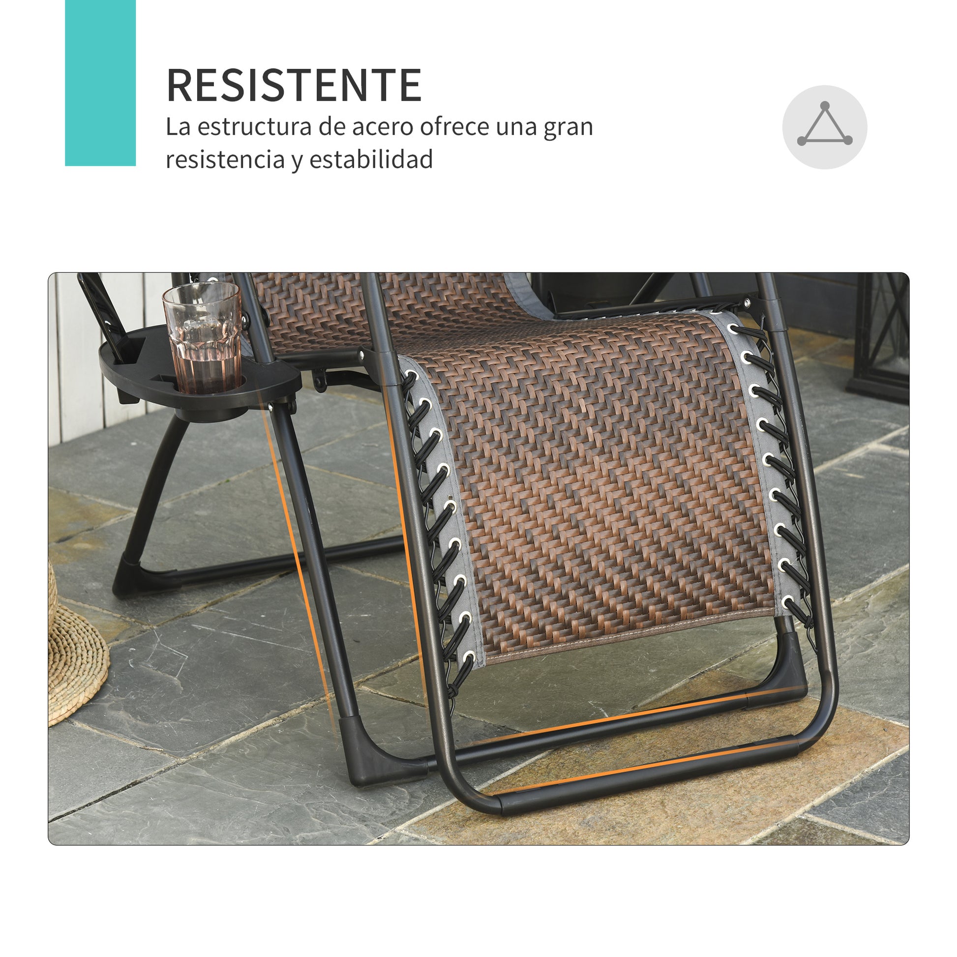 Outsunny Tumbona Plegable De Ratán Con Respaldo Ajustable Reposacabezas_5