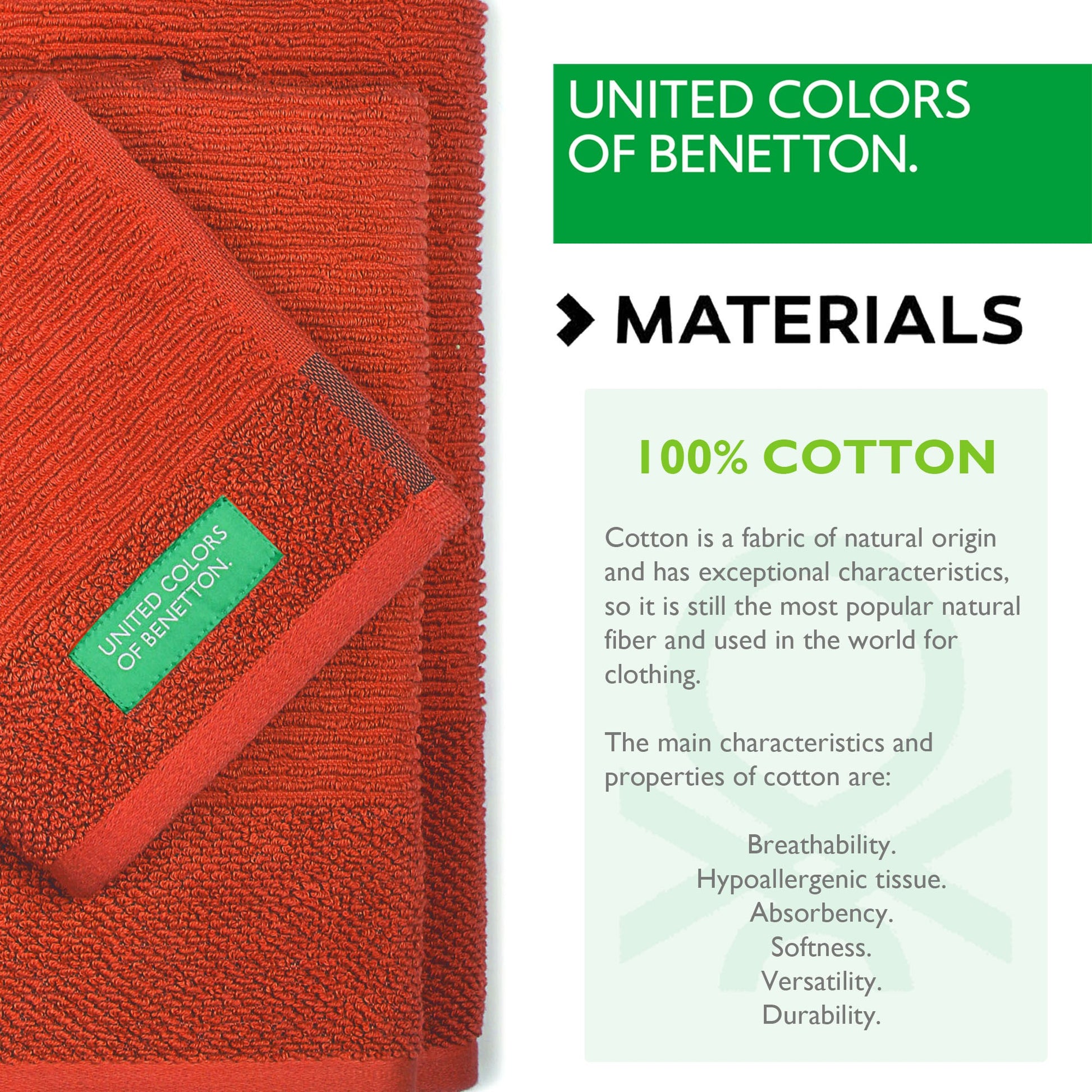 Set 3pcs Toallas De Baño (30x50+50x90+70x140cm) 450 Gsm 100%algodon Rojo Casa Benetton_2