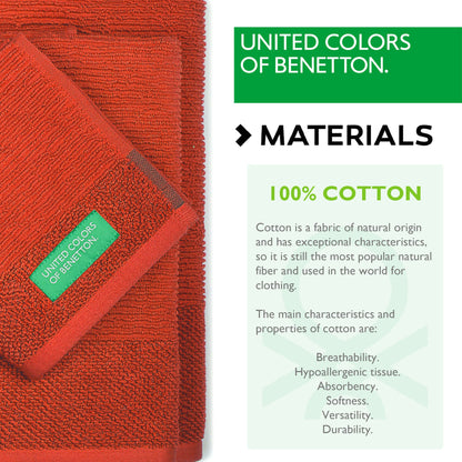 Set 3pcs Toallas De Baño (30x50+50x90+70x140cm) 450 Gsm 100%algodon Rojo Casa Benetton_2