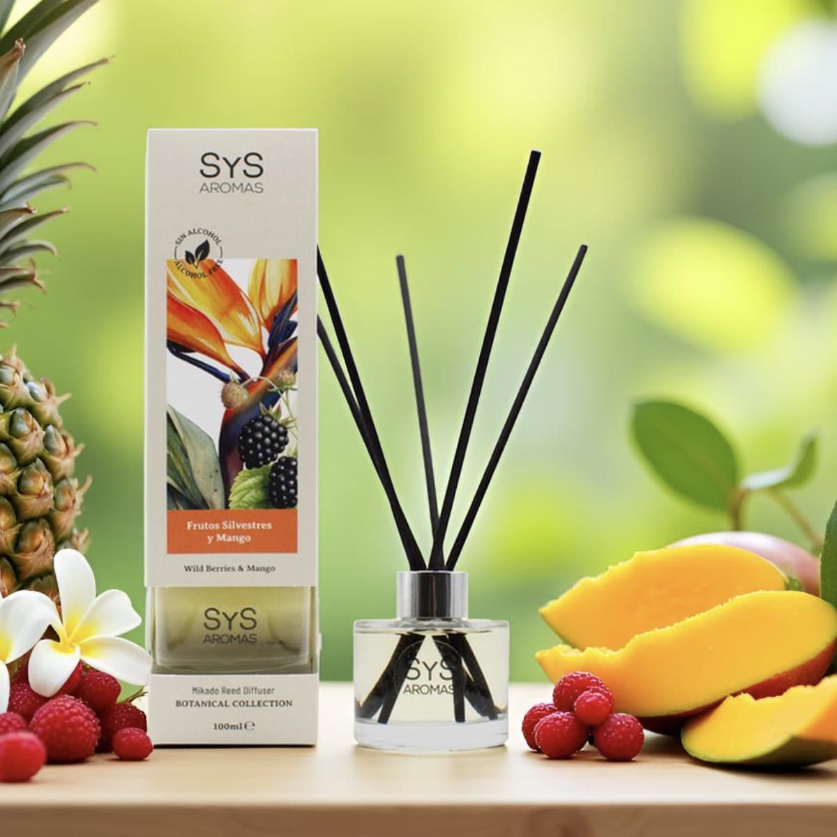 Ambientador Mikado Frutos Silvestres y Mango Botanical SYS Aromas 100 ml | Afrutado y Tropical | Sin Alcohol_0