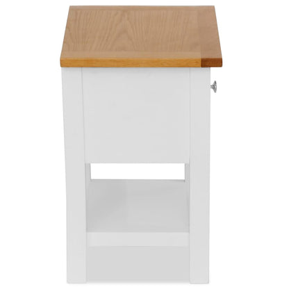 Mesita De Noche De Madera De Roble Maciza 36x30x47 Cm_2