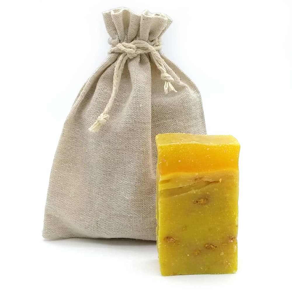 Jabón Natural Limón 90g En Bolsa Regalo De Yute - Piel Grasa, Previene El Acné Y Puntos Negros - Aclara Las Manchas_1