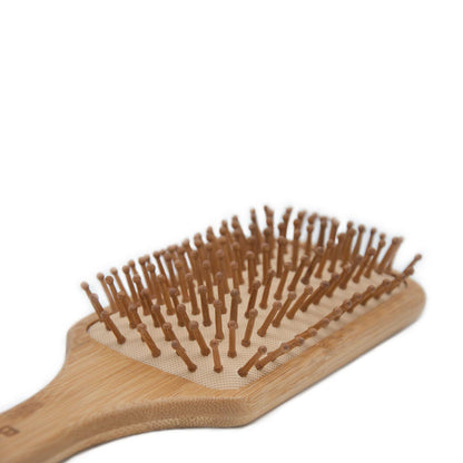 Escova de cabelo quadrada de bambu e borracha natural Banbu