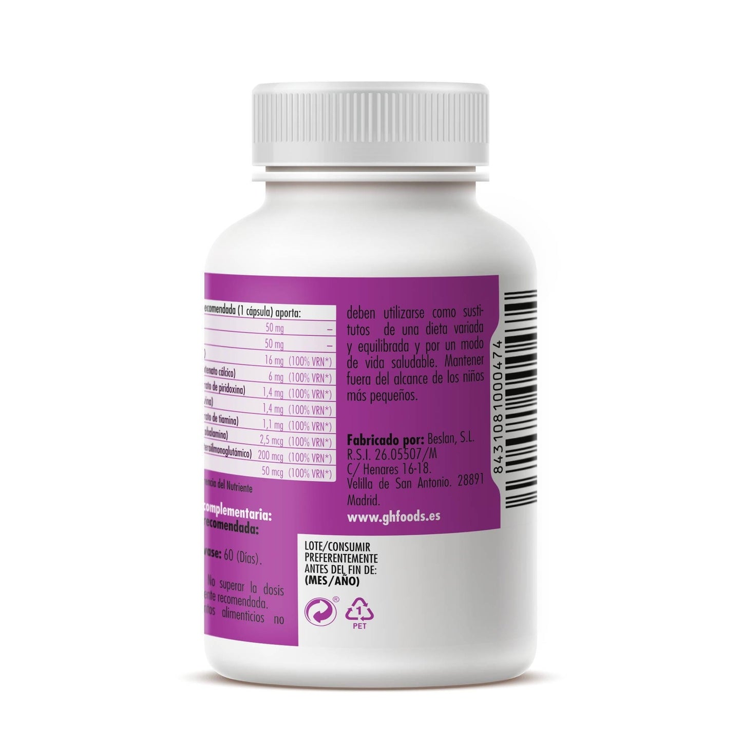 GHF B Complex 60 cápsulas vegetais 620 mg
