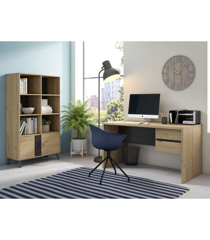 Estantería 2 Puertas 6 Huecos Natur Acabado Natural/bocamina, 92.1cm(ancho) 160.2cm(alto)_1