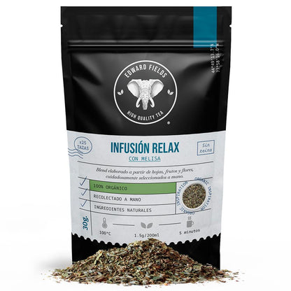 Infusão relaxante com erva-cidreira, biológica a granel Edward Fields 30 g