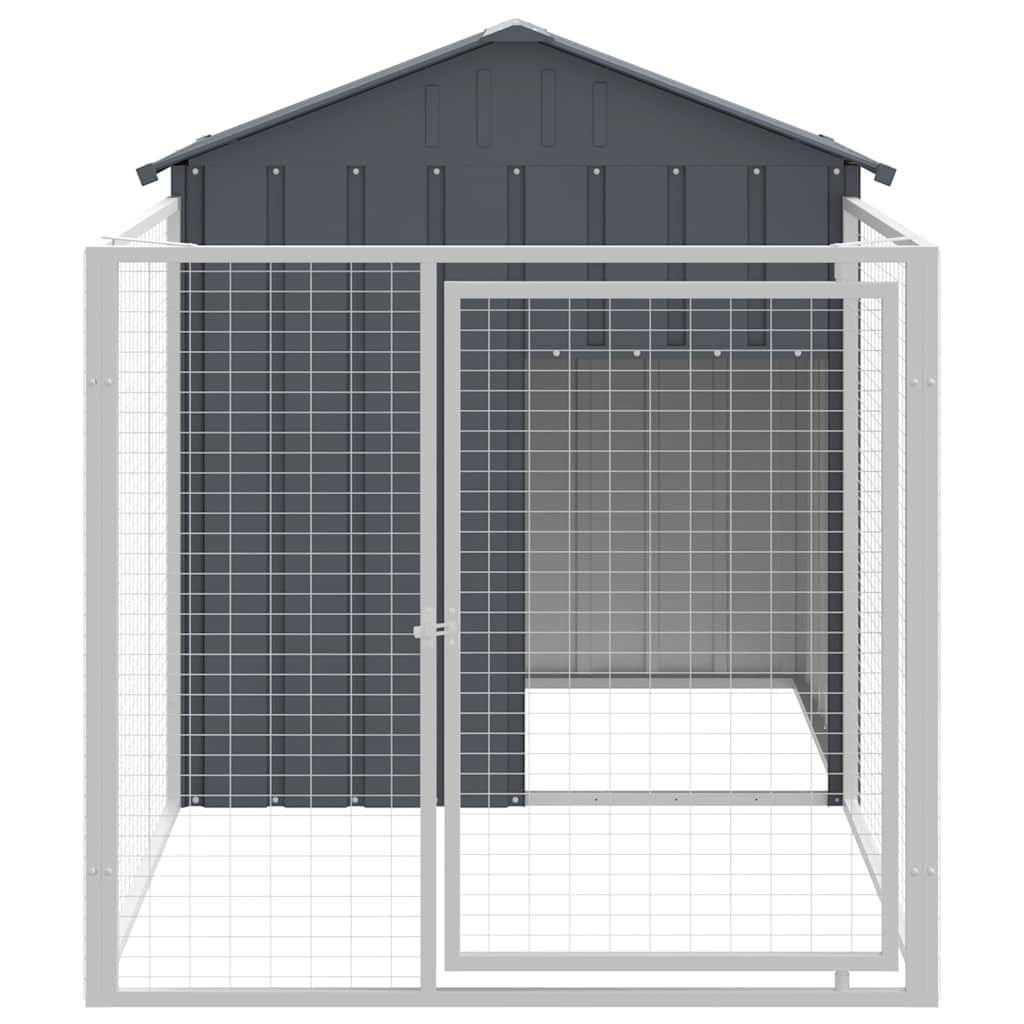 Caseta Perros Con Corral Acero Galvanizado Gris 117x201x123 Cm_2