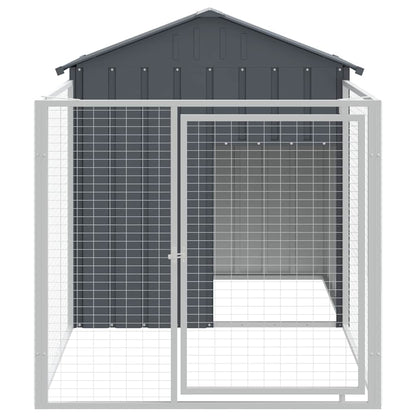 Caseta Perros Con Corral Acero Galvanizado Gris 117x201x123 Cm_2