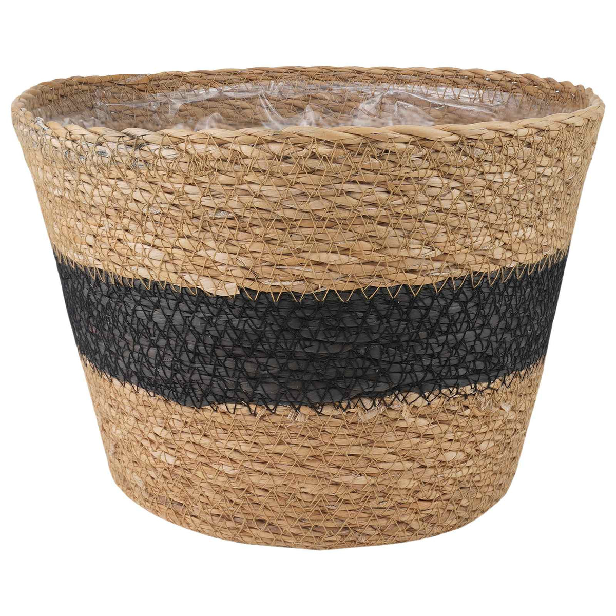 Plant Pot 3 Uds. Natural Y Negro Ø26 X 19 Cm 100% Hierba Marina_4