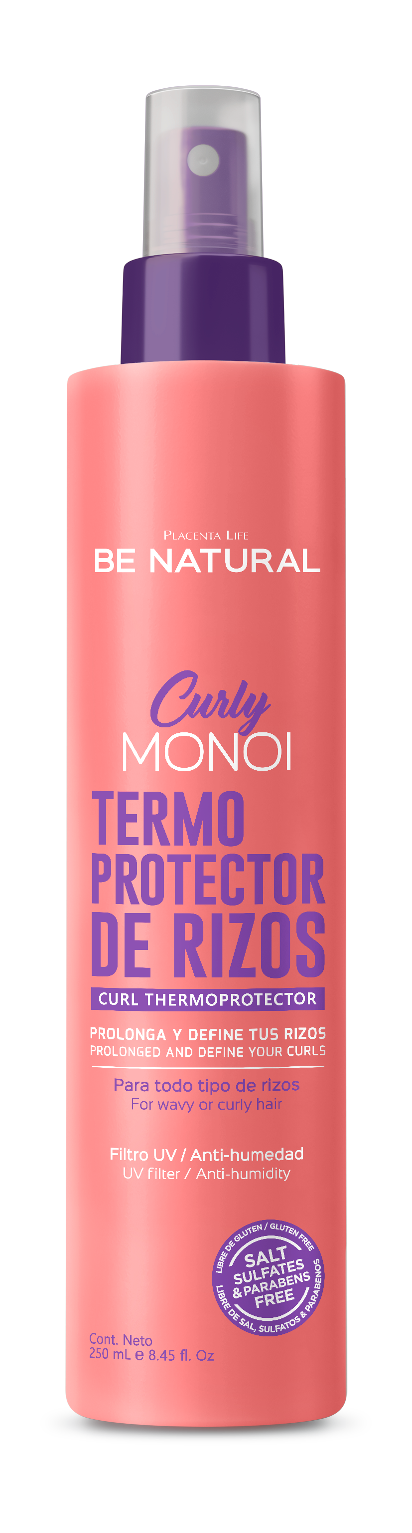 Placenta Life Be Natural Curly Monoi Termoprotector De Rizos Frasco 250ml_0
