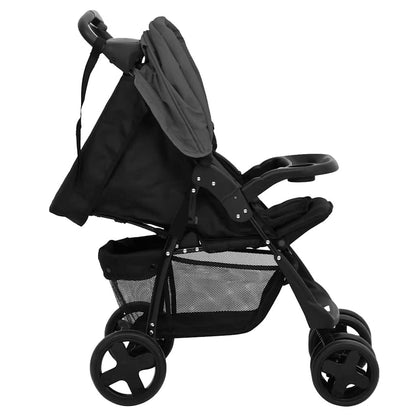 Vidaxl Carrito De Bebés 2 En 1 De Acero Gris Oscuro Y Negro_4