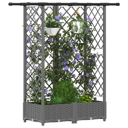 Cama Elevada Con Trellis Y Techo Gris Claro 124 X 40 X 121 Cm_2