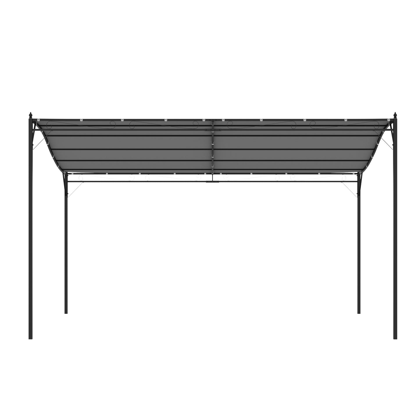 Outsunny Pérgola De Jardín 4x3 M Montado En Pared Con Toldo Y 16 Orificios Gris_4