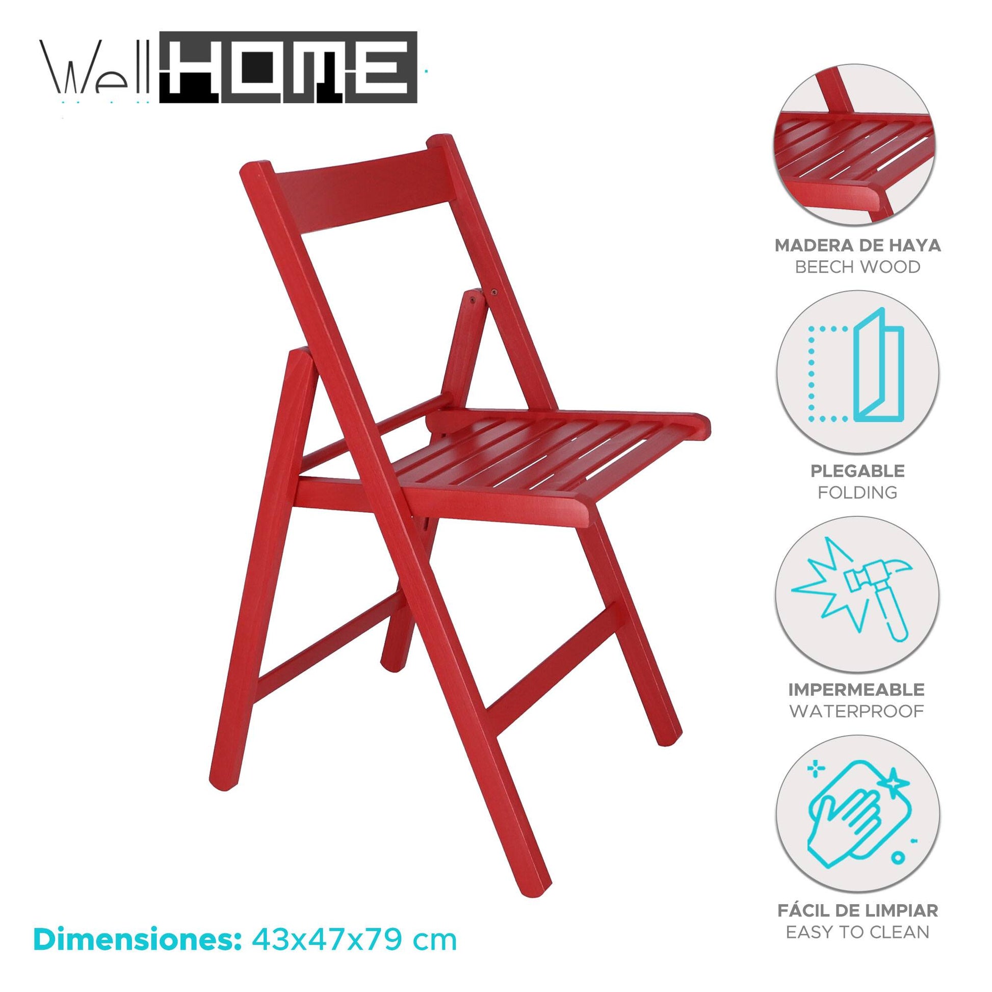 Set De 4 Sillas Bas Rojas (43x47x79cm) - Dale Color Y Estilo A Tu Comedor_1