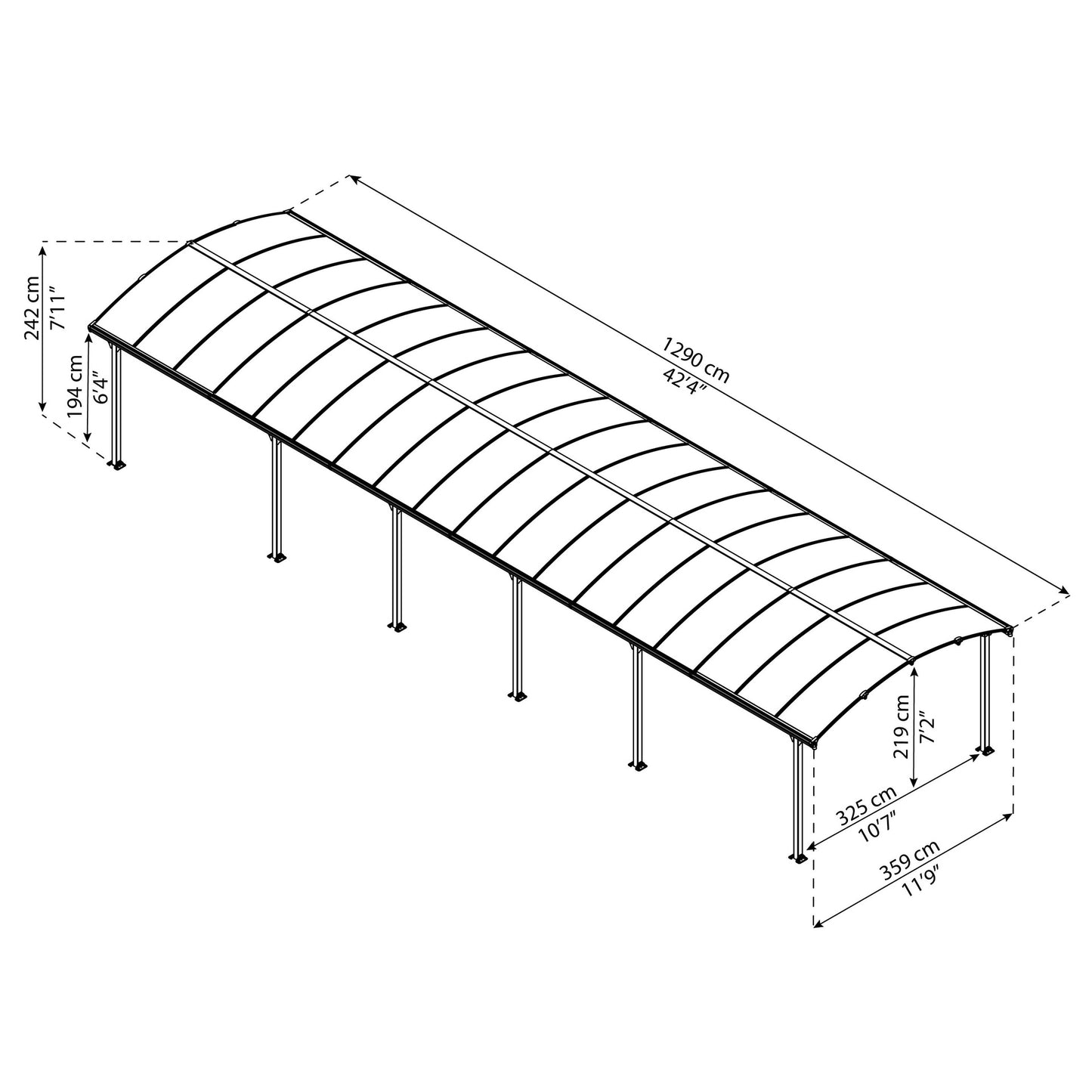 Garagem Arcadia Carport 1290x360 cm 