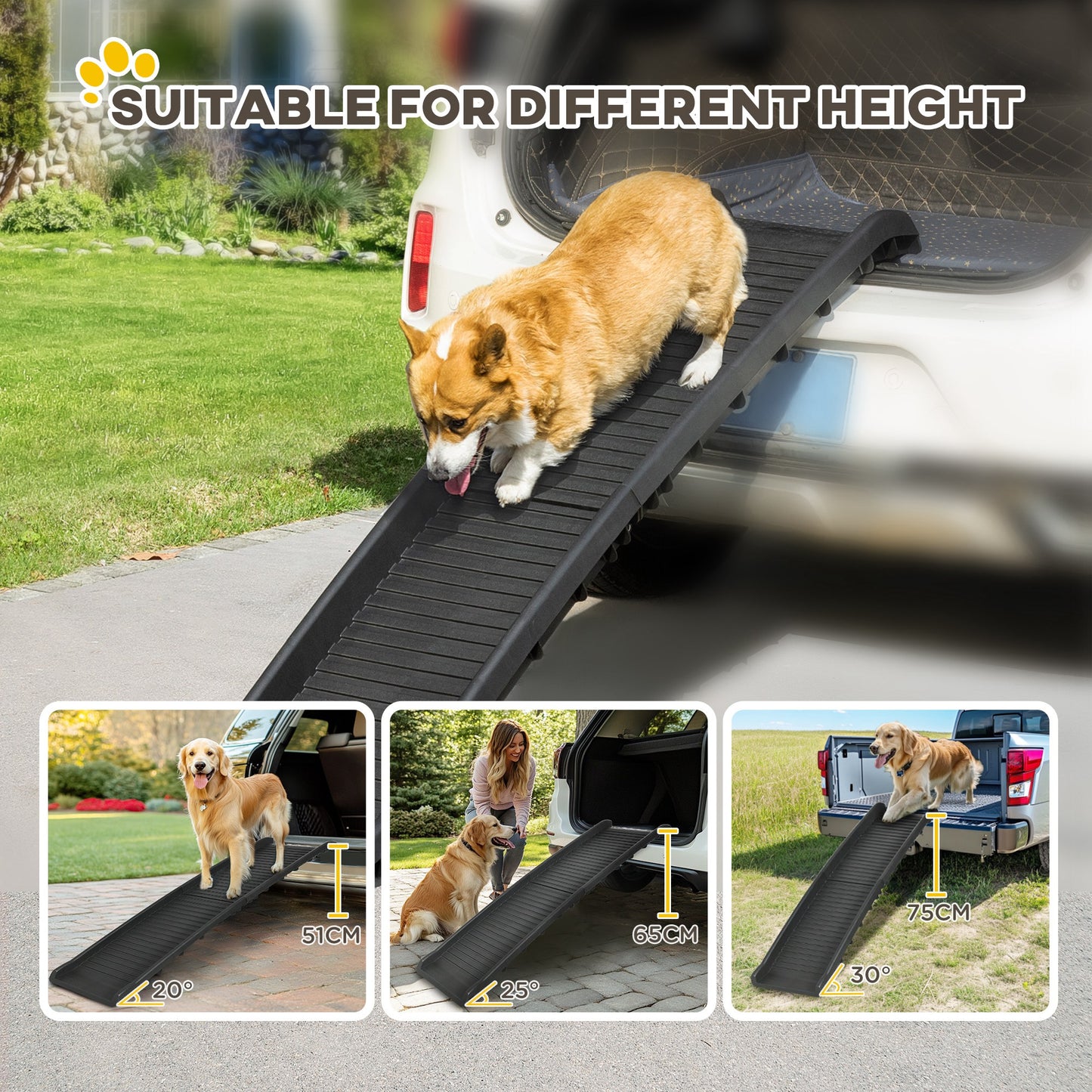 Pawhut Rampa Plegable Para Perros Antideslizante Para Coche Cama 155x39x14 Cm_3