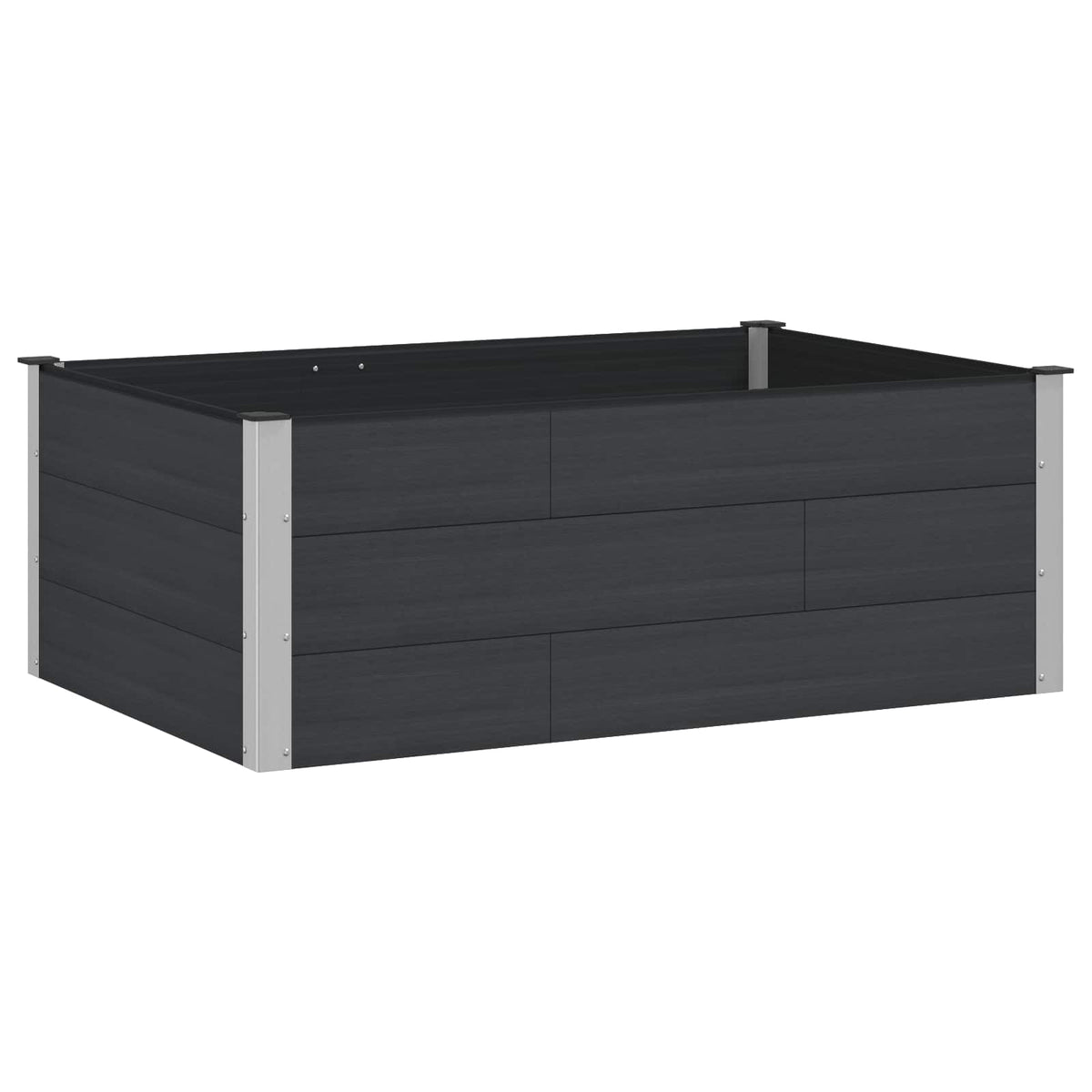 Arriate Elevado Negro 150 X 100 X 54 Cm Wpc Y Aluminio_0