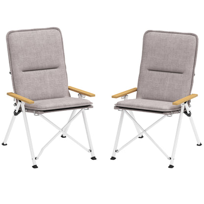 Outsunny 2 Sillas De Camping Plegables De Aluminio Con Respaldo Ajustable Gris_0