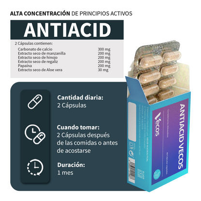 Antiacid Vecos 60 Cápsulas | Antiácido Y Antirreflujo | Alginato De Sodio Y Calcio_2