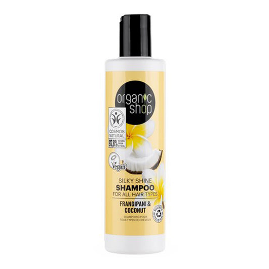 Champô de Frangipani e Coco para Todos os Tipos de Cabelo, Organic Shop, 280 ml