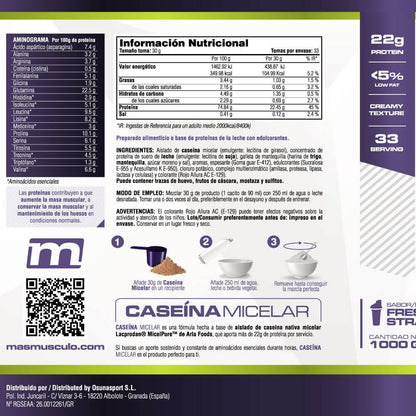 Caseína Micelar Nativa Micelpure™ - 1kg - Fresa - Ayuda A Mantener La Masa Muscula - Masmusculo_5