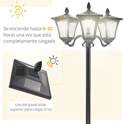 Farolas Solares Outsunny Plástico, Acero Inoxidable Negro 51.5x47x182.5 Cm_5