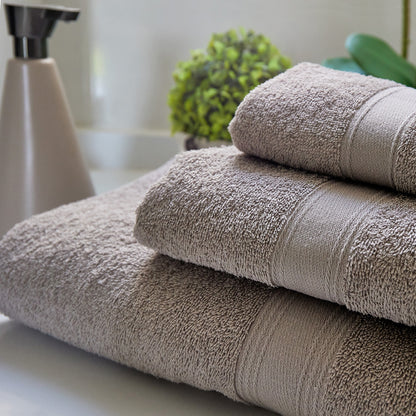 Juego De 8 Toallas De Baño: 4 Toallas De Cortesía 30x50 ; 2 Toallas De Lavabo 50x90 ; 2 Toallas De Ducha 70x140cm 450 Gr/m2 100% Algodón Topo_3