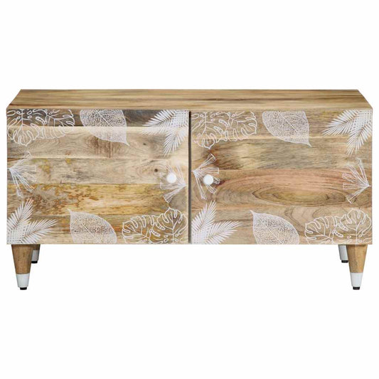 Mesa De Centro De Madera Maciza De Mango 80x50x40 Cm_0