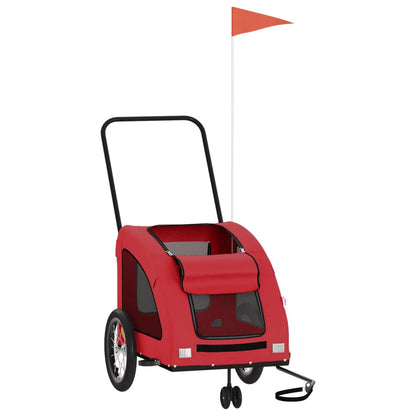 Remolque De Bicicleta Mascotas Hierro Tela Oxford Rojo_2