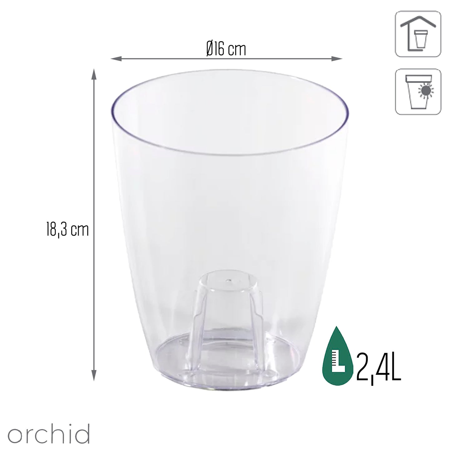 Maceta Coubi Orchid 2,4l., Dimensiones (mm) 160x160x183, Color Transparente