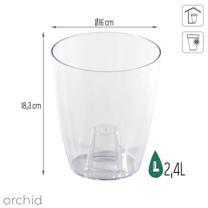 Maceta Coubi Orchid 2,4l., Dimensiones (mm) 160x160x183, Color Transparente