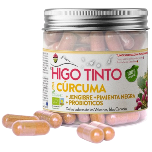 Higo Tinto Con Cúrcuma, Jengibre, Pimienta Negra y Probióticos - Combate la Inflamación (90 Cápsulas)_0