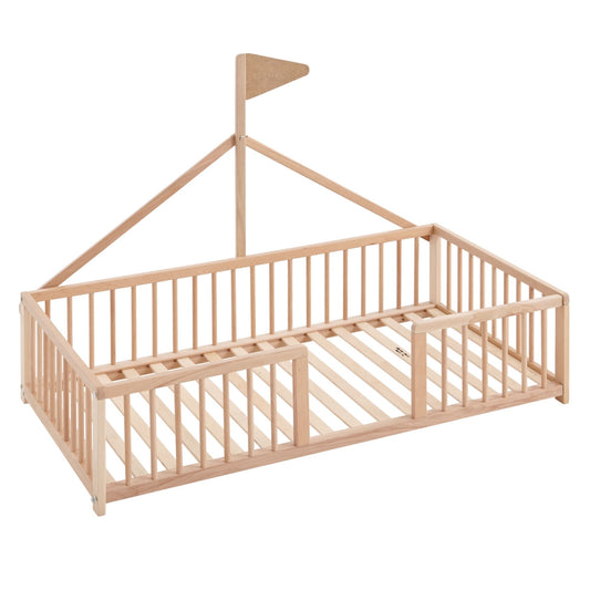 Cama Infantil Tipi 140x70 Tipo Montessori Apache Wonderland De Madera De Haya Y Color Natural_0