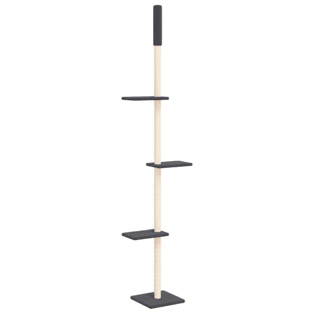 Vidaxl Árbol Rascador Gatos Suelo A Techo Gris Oscuro 267,5-297,5 Cm_0