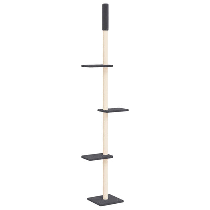 Vidaxl Árbol Rascador Gatos Suelo A Techo Gris Oscuro 267,5-297,5 Cm_0