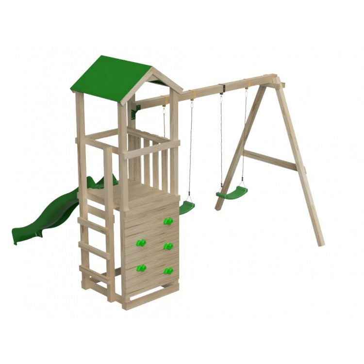 Parque Infantil Masgames Carlit L Techo De Lona Pared De Escalada Y Columpio Doble._0