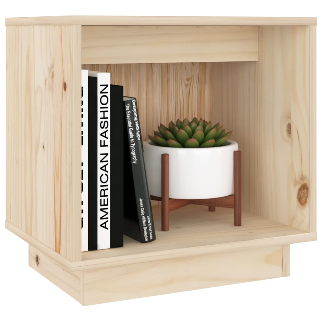Mesita De Noche De Madera Maciza De Pino 40x30x40 Cm_1