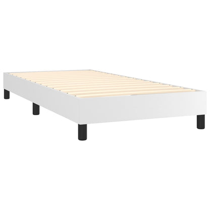 Cama Box Spring Y Colchón Led Cuero Sintético Blanco 80x200 Cm / Vetonek_2