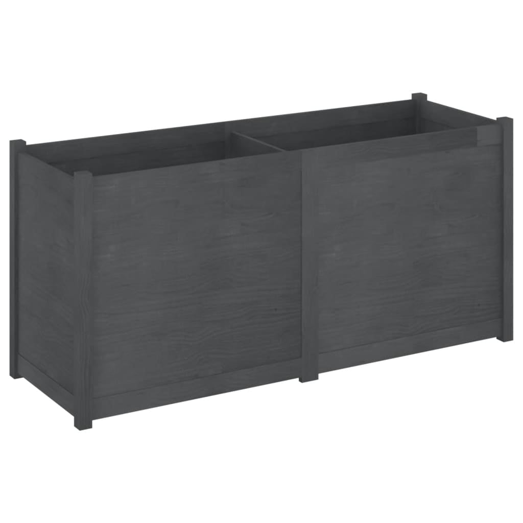 Vidaxl Jardinera Madera Maciza De Pino Gris 150x50x70 Cm_0