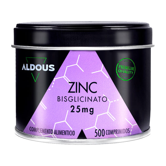 Bisglicinato de Zinco 25 mg, Aldous, 500 comprimidos