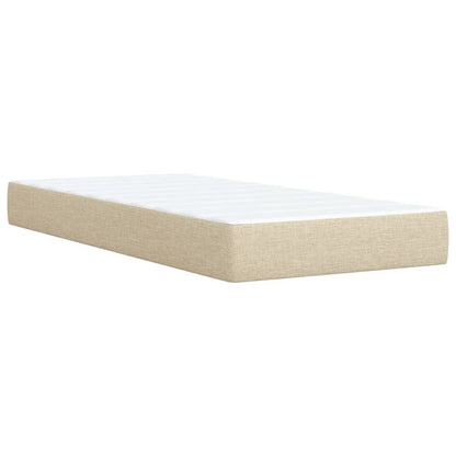 Cama Box Spring Con Colchón Tela Color Crema 100x200 Cm / Vetonek_1